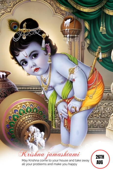 Brown Maximalist Happy Krishna Jamashtami Cel Imagem do Pinterest template