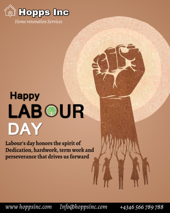 Brown Maximalist Happy Labour Day, 1st May International Labor Day  Instagram Portrait template