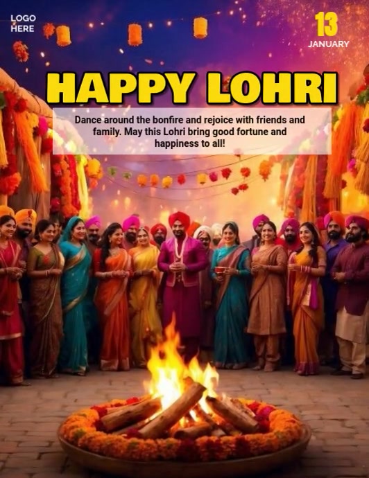 Brown Maximalist Happy Lohri Flyer (us Letter) template