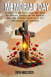 Brown Maximalist Happy Memorial Day  Pinterest Graphic template