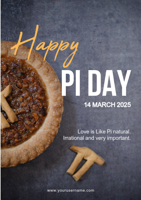 Brown Maximalist Happy National Pi Day A4 template