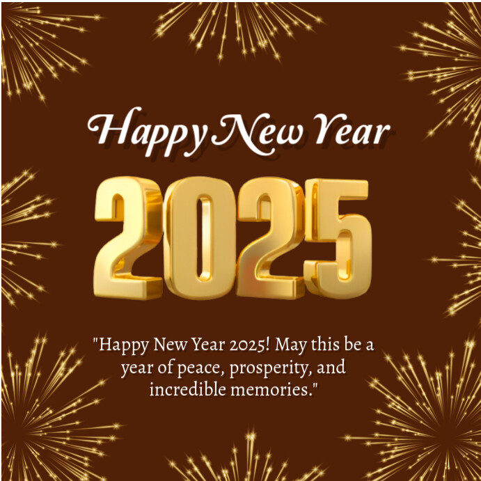 Brown Maximalist Happy New Year 2025 Flyer Design Instagram Post