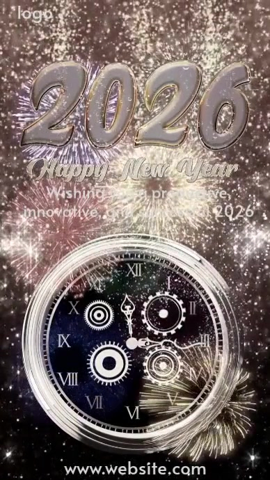 Brown Maximalist Happy New Year 2026 Digital Display (9:16) Template ...