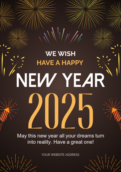 Copy of Brown Maximalist Happy New Year Celebration Flyers A4 ...