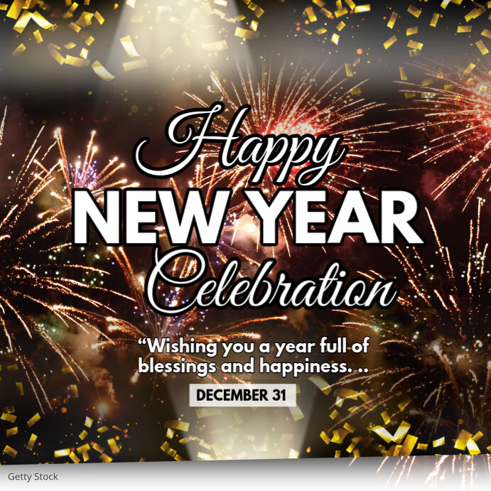 Brown Maximalist Happy New Year Celebration Instagram Post template