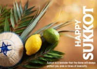 Brown Maximalist Happy Sukkot  Postcard Postal template