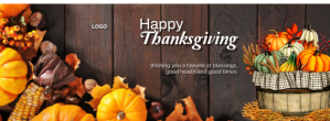 Brown Maximalist Happythanksgiving Harvest Of Blessings Facebook Cover Photo template
