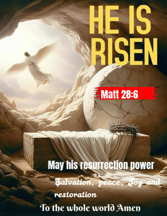 Brown Maximalist He Is Risen Flyer (us Letter) Template | PosterMyWall