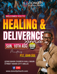Brown Maximalist Healing And Deliverance Sunday Service  Flyer (us Letter) template