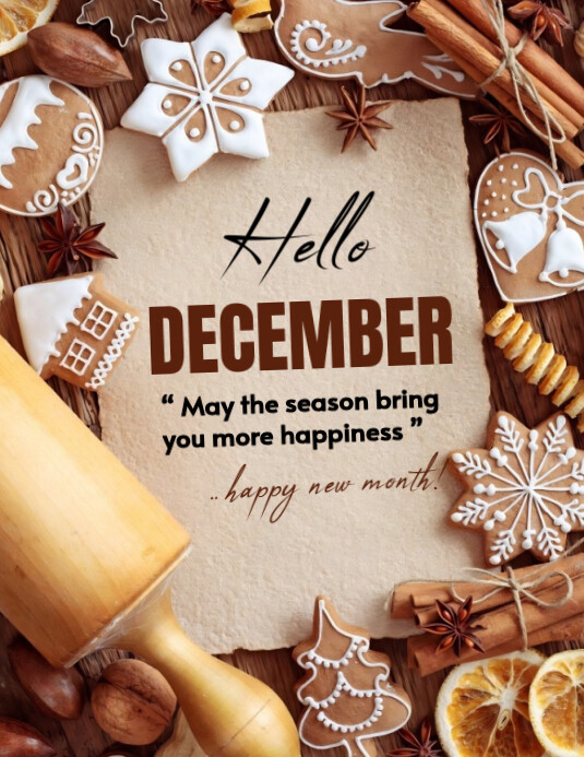 Copy of Brown Maximalist Hello December Design Flyer (us Letter ...