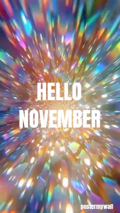 Brown Maximalist Hello November – Sparkling Month Welcome Video Digital Display (9:16) template