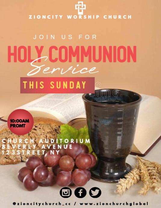 Brown Maximalist Holy Communion Sunday Service Flyer (us Letter ...