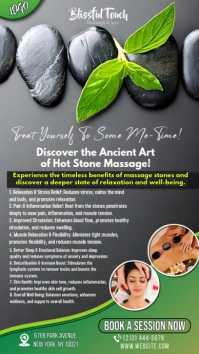 Brown Maximalist Hot Stones Massage Therapy Benefits Instagram Story template