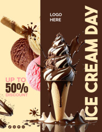 Brown Maximalist Ice Cream Day Flyer Flyer (us Letter) template