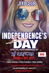 Brown Maximalist Independence's Day Club Event Promotional/ Invitation Video Flyer Free Editable Tem Pinterest Graphic template