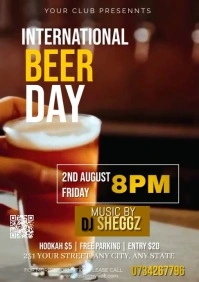 Brown Maximalist International Beer Day Desig A4 template