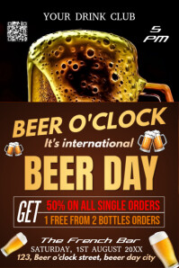 Brown Maximalist International Beer Day  Poster template