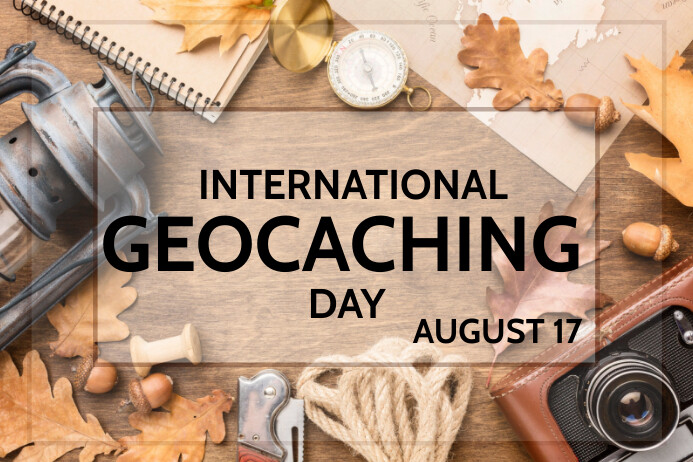 Brown Maximalist International Geocaching Day Poster template