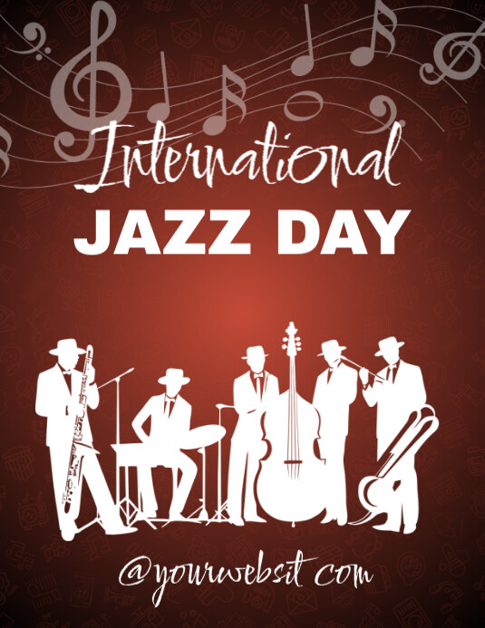 Brown Maximalist International Jazz Day Flyer (us Letter) template