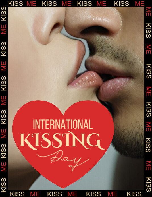 Brown Maximalist International Kissing Day Flyer (us Letter) template
