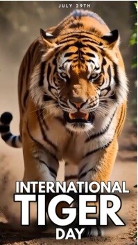 Brown Maximalist International Tiger Day Instagram Reel template