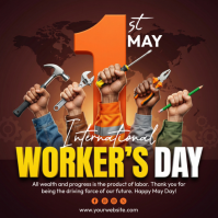 Brown Maximalist International Worker's Day Instagram Post Instagram-Beitrag template