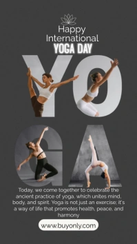 Brown Maximalist International Yoga Day Digit Digital Display (9:16) template