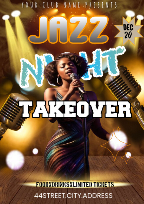 Brown Maximalist Jazz Night Flier A5 template