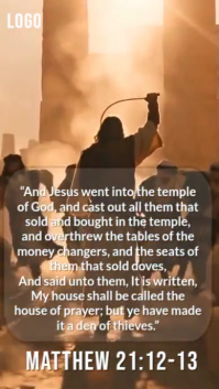 Brown Maximalist Jesus Cleans The Temple | “my House Shall Be Called A House Of Prayer” – Matthew 21 Ekran reklamowy (9:16) template