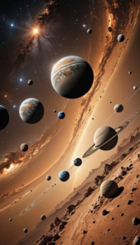 Brown Maximalist Journey Through The Stars Business Card Tarjeta de Presentación template