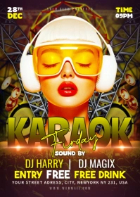 Brown Maximalist Karaok Friday A6 template