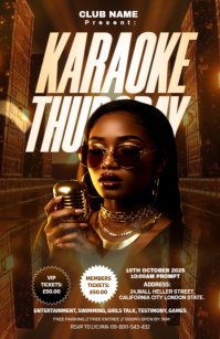 Brown Maximalist Karaoke Night Templates Design Tabloid