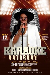 Brown Maximalist Karaoke Saturday Club Party – Video Flyer Template Poster