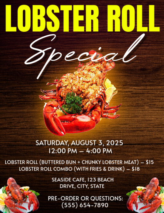 Brown Maximalist  Lobster Roll Flyer (us Letter) template