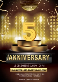 Brown Maximalist Luxury 5 Years Anniversary D A4 template