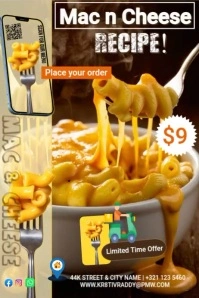 Brown Maximalist Mac And Cheese Recipe Poster template