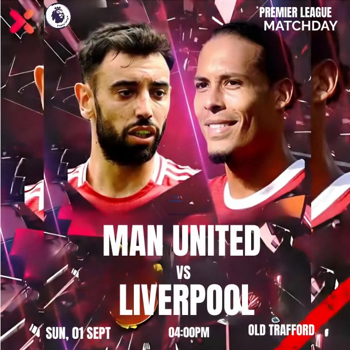 Brown Maximalist Manchester United Vs Liverpo Template | PosterMyWall