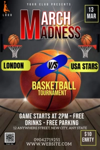 Brown Maximalist March Madness Basketball Match Flyer Pinterest Graphic template