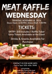 Brown Maximalist Meat Raffle Flyer A4 template