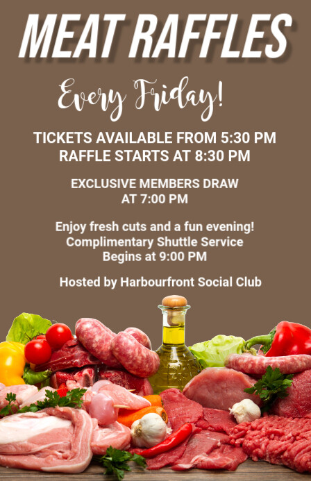 Brown Maximalist Meat Raffle Flyer Tabloid Template | PosterMyWall