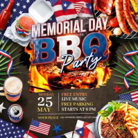 Brown Maximalist Memorial Day BBQ Party Instagram Post Video Instagram-opslag template