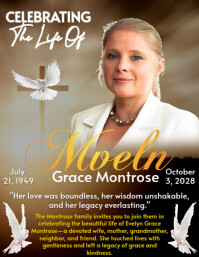 Brown Maximalist Memorial Funeral Announcement Flyer, Funeral  Flyer (us Letter) template