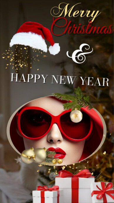 Copy of Brown Maximalist Merry Chrismass And Happy New Year Whatsapp ...