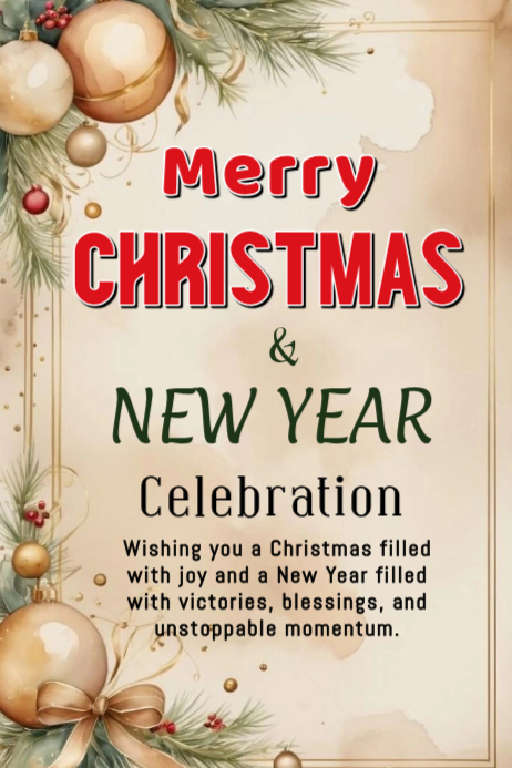 Plantilla de Brown Maximalist Merry Christmas And Happy New Year Poster ...