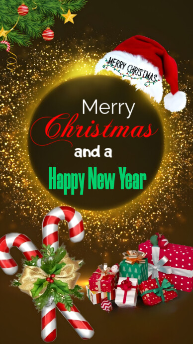 Plantilla de Brown Maximalist Merry Christmas Happy New Year Whatsapp ...
