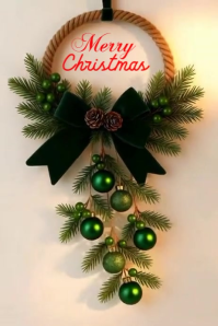 Brown Merry Christmas Wreath Poster Template