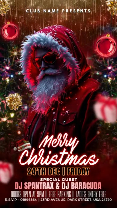 Brown Maximalist Merry Christmas Party Night Instagram Story Template ...