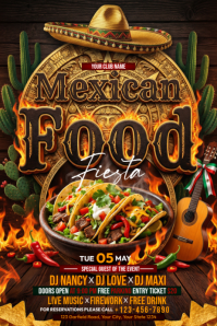 Brown Maximalist Mexican Food Fiesta Poster template