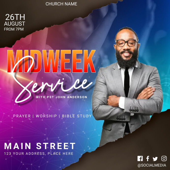Copy of Brown Maximalist Midweek Service Instagram Po | PosterMyWall