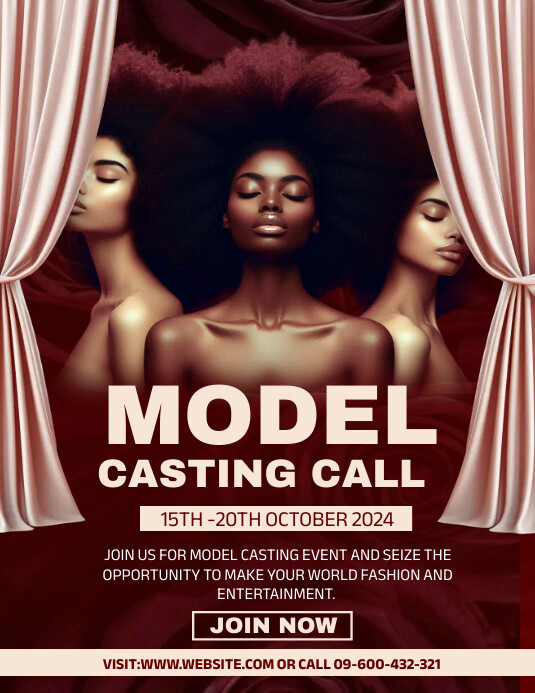 Models Calling Brown Maximalist Model Casting Call Template | PosterMyWall